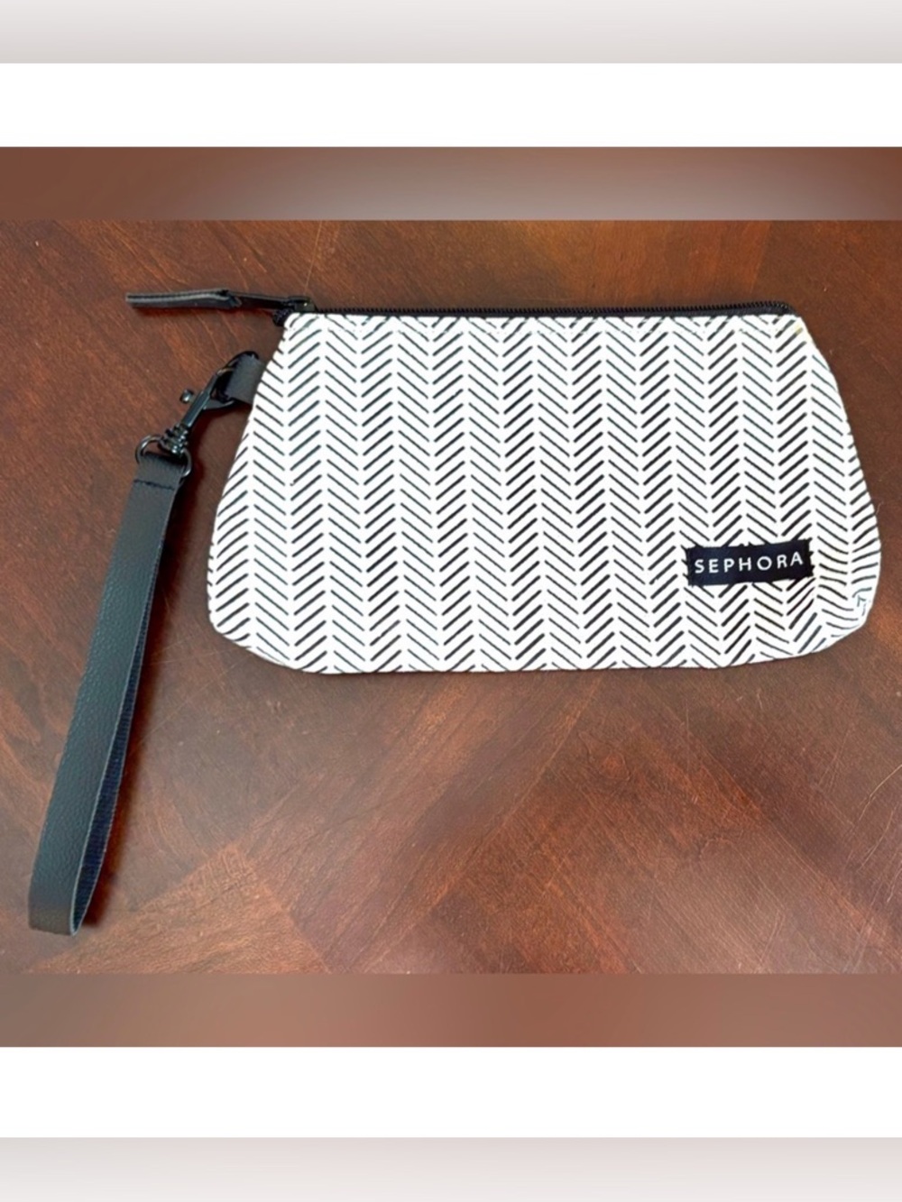 Sephora + NOMI, Chevron Clutch Wristlet Cosmetic Bag, Black and White